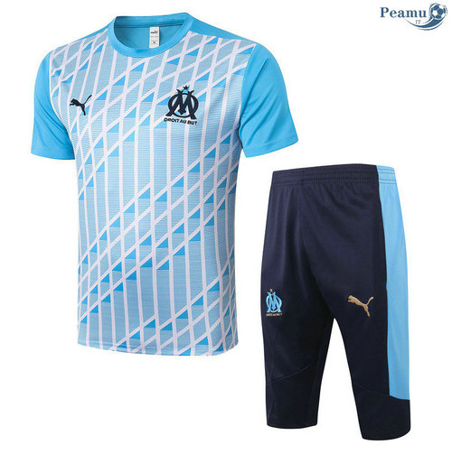 Kit Maillot Entrainement Marseille + Pantalon 3/4 Bleu clair 2020-2021
