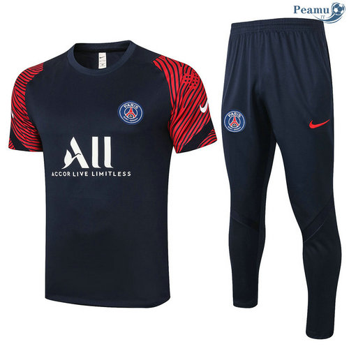 Kit Maillot Entrainement PSG + Pantalon Bleu Marine Rouge 2020-2021